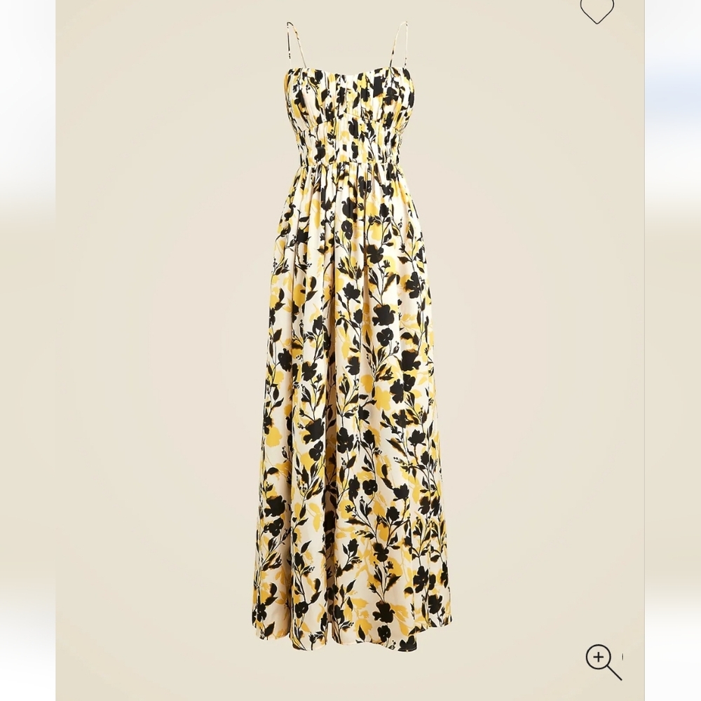J. Crew Collection Ruched Maxi Dress In Luster Georgette Yellow Floral Combo